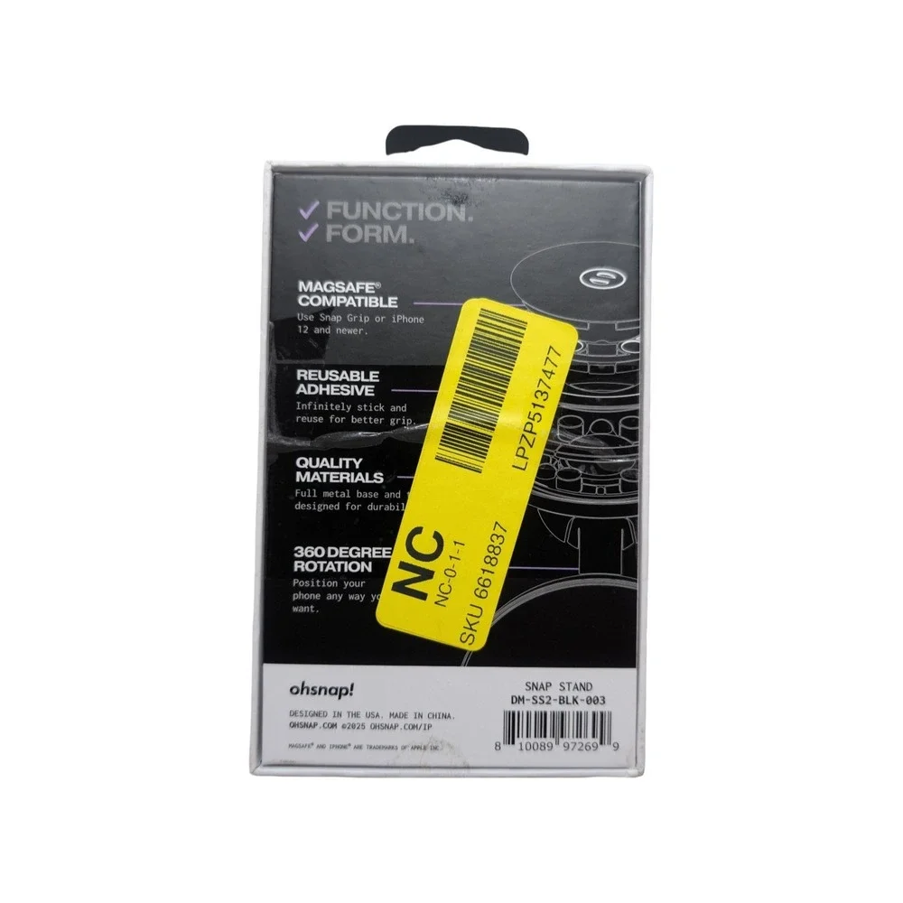 Gg3-P OhSnap MagSafe Snap Stand Magnetic Phone Mount - Black - Universal ⬇️